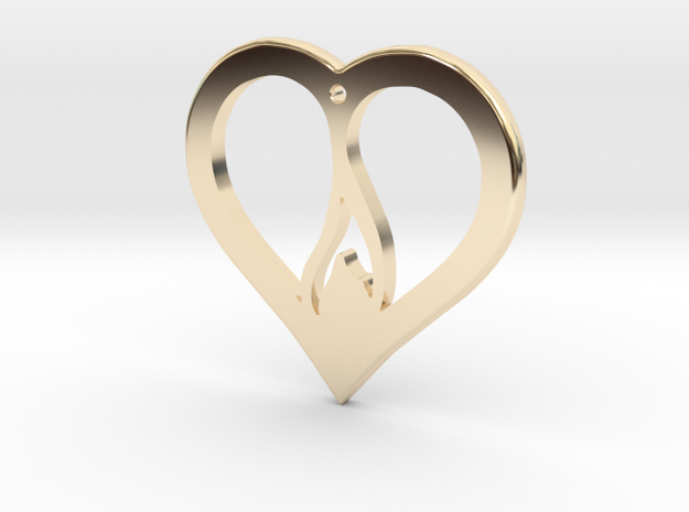 The Flame Heart (precious metal pendant) in 14k Gold Plated Brass