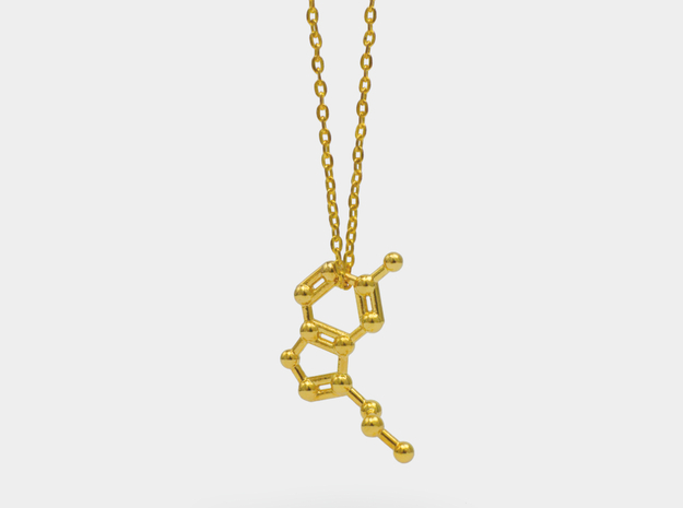 Serotonin Molecule Necklace in 18k Gold Plated Brass