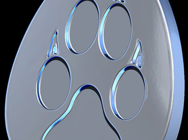 Paw Medallion Solid in Polished Nickel Steel