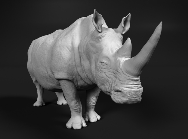 White Rhinoceros 1:76 Standing Male in Tan Fine Detail Plastic