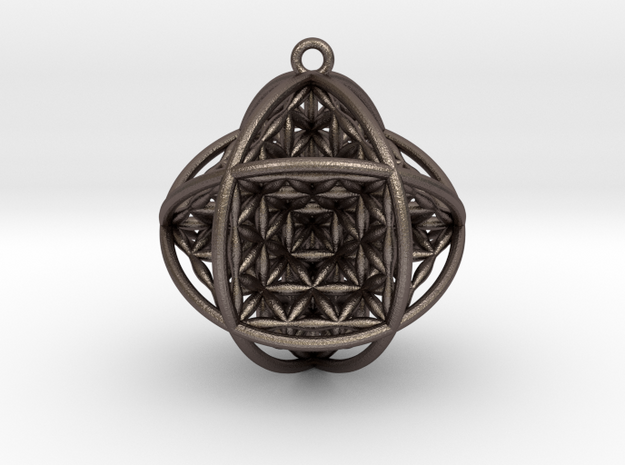 Ball Of Life V2 Pendant 1.5" in Polished Bronzed Silver Steel