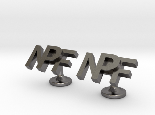 Personalised cufflinks NPF in Polished Nickel Steel