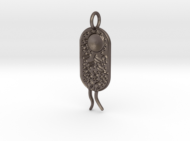 Bacterial Cell Pendant in Polished Bronzed Silver Steel