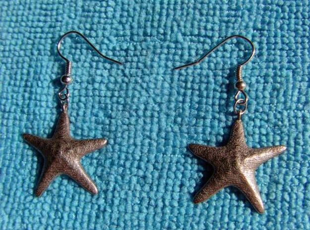 Starfish earrings in Polished Bronzed Silver Steel