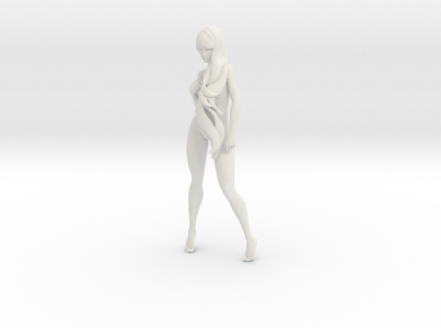 Long hair cartoon girl 007 in White Natural Versatile Plastic: 1:10