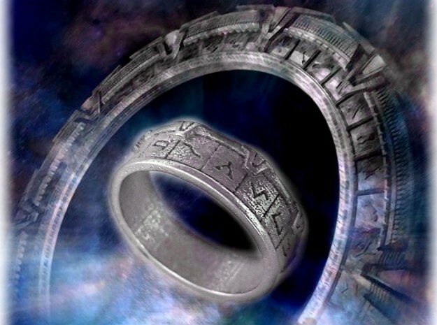 Stargate Ring in Polished Nickel Steel: 10 / 61.5