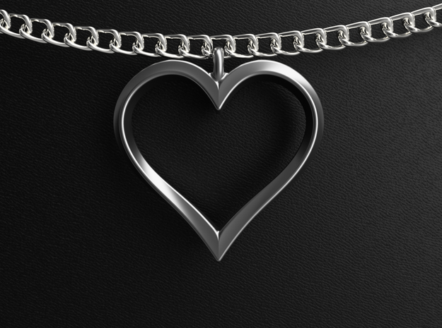 Twisting Heart Pendant in Polished Silver