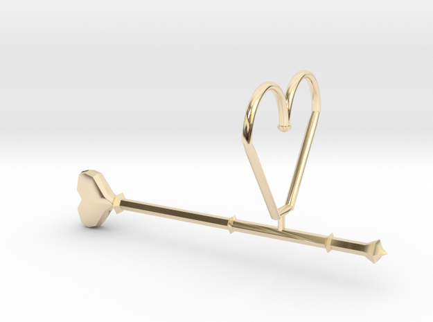 Old Heart Wand Keychain/necklace Attachment in 14k Gold Plated Brass