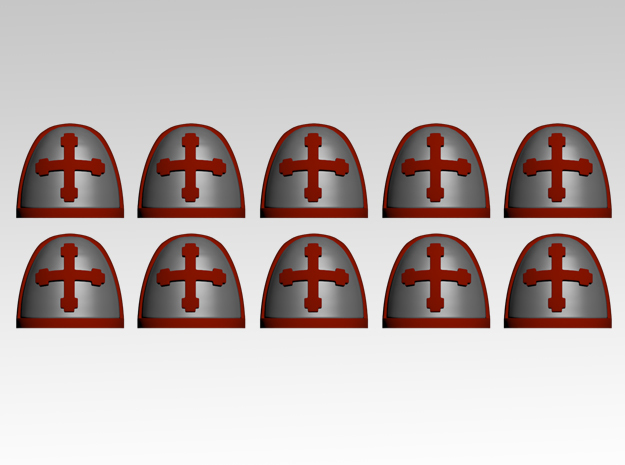 Templar Cross 3 V.7 Shoulder Pads x10 in Tan Fine Detail Plastic