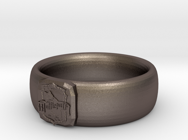 Hufflepuff Pride Ring in Polished Bronzed Silver Steel: 7 / 54