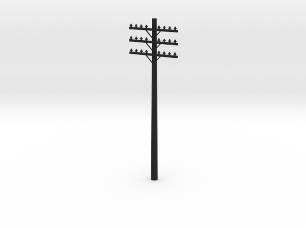 3-Arm Telephone Pole in Black Natural Versatile Plastic: 1:64 - S