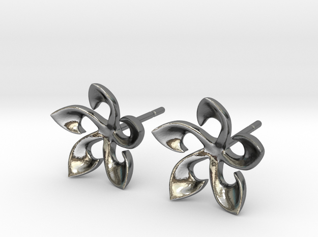 Floral Plumaria Earrings in Polished Silver