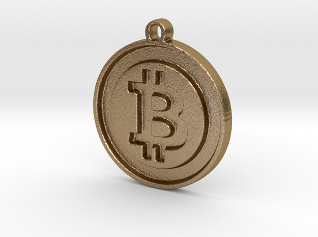 Bitcoin Pendant in Polished Gold Steel