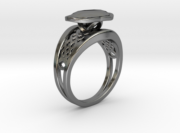 Pappus Curve Twin Ring in Fine Detail Polished Silver