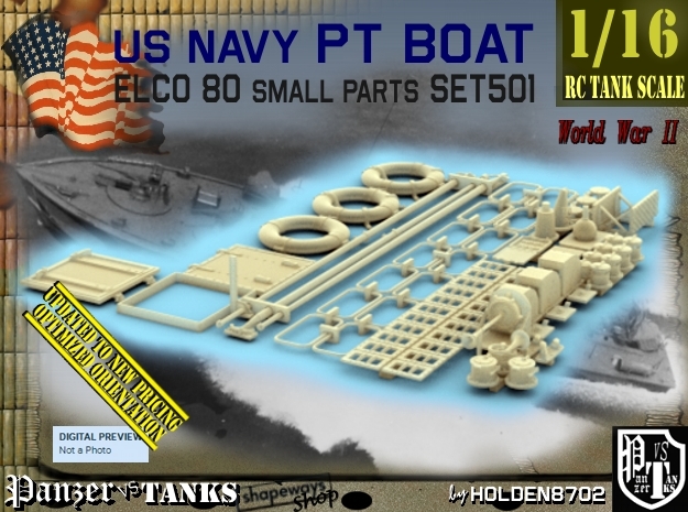 1/16 PT Boat Small Parts Set501 in Tan Fine Detail Plastic
