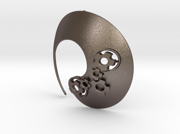 Enso No.1 Pendant (large) in Polished Bronzed Silver Steel