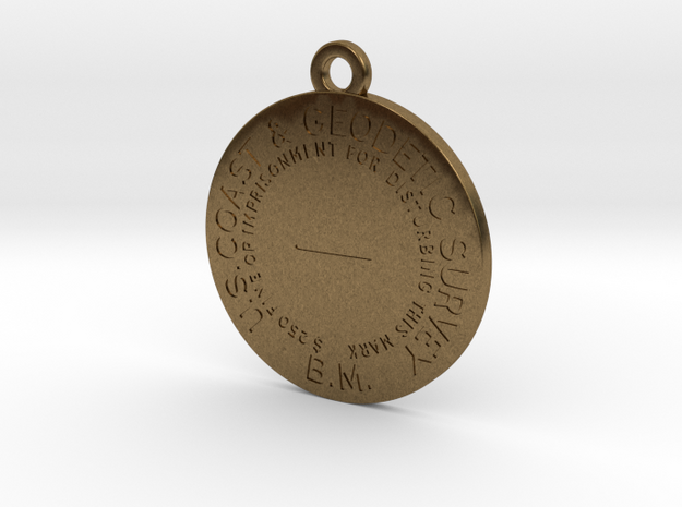 Benchmark Keychain - early flat type with center d in Natural Bronze