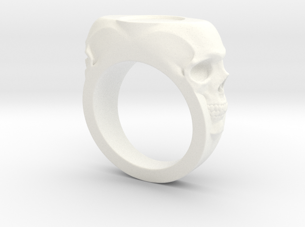 Skull Signet Ring blank size 12 in White Processed Versatile Plastic