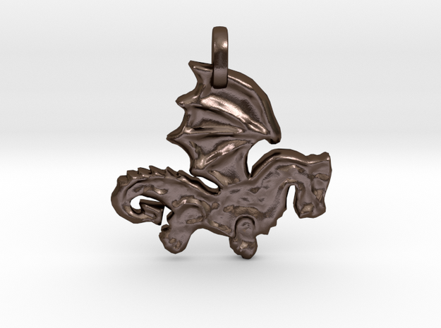 Celtic Dragon Pendant in Polished Bronze Steel