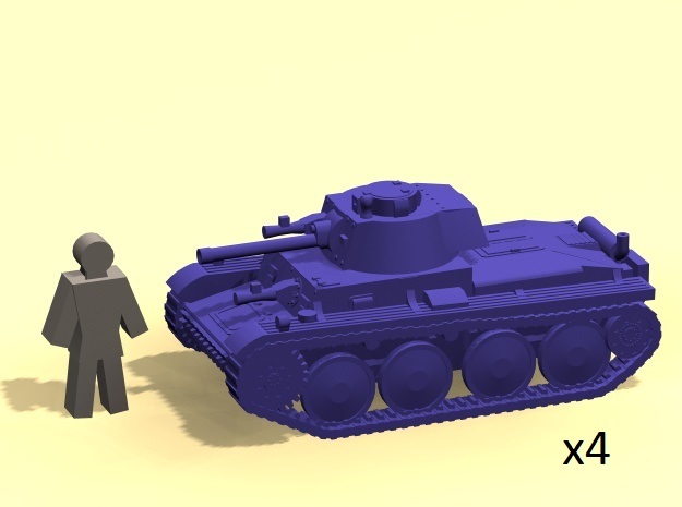 6mm Panzer 38(t) tank (x4) in Tan Fine Detail Plastic