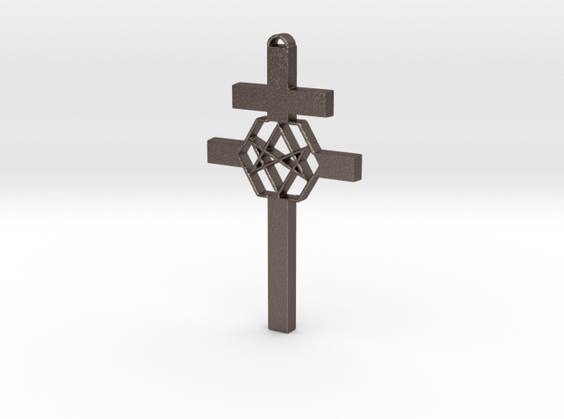 Thelema Cross in Polished Bronzed Silver Steel