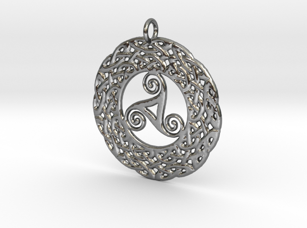 Triskelion Knot work Pendant in Polished Silver