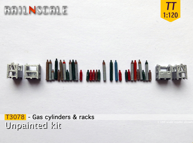 Gas cylinders and racks (TT 1:120) in Tan Fine Detail Plastic