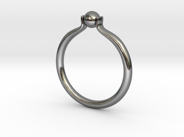 Single Sphere Ring in Fine Detail Polished Silver