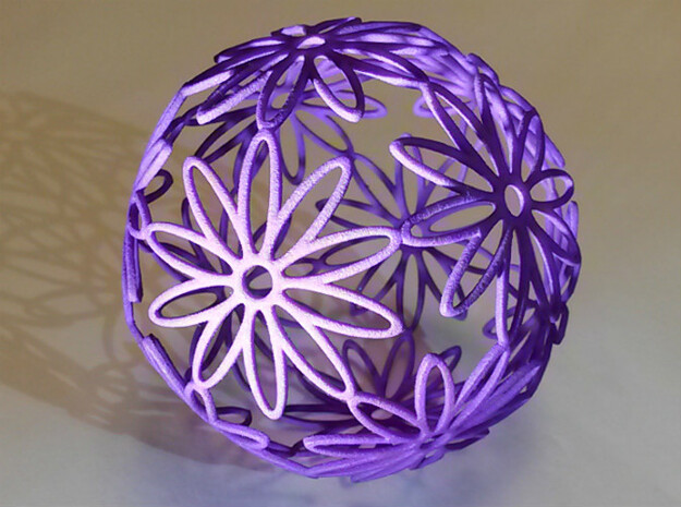Dodeca Flower Medium (approx 80mm diameter) in Purple Processed Versatile Plastic