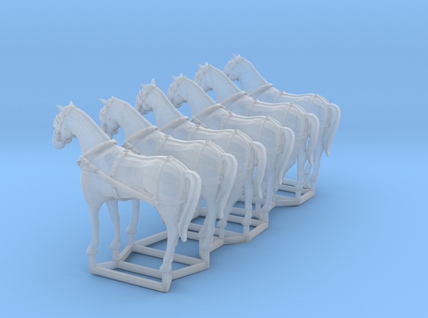 6 pack HO scale horses with harnesses in Tan Fine Detail Plastic