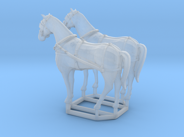 2 pack HO scale horses with harnesses variant 2 in Smooth Fine Detail Plastic