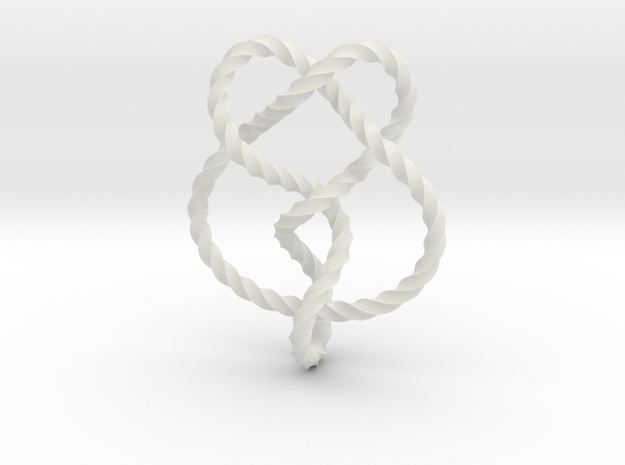 Miller institute knot (Twisted square) in White Natural Versatile Plastic: Small
