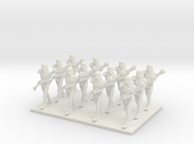 1/48 12 X Trooper Marching  in White Natural Versatile Plastic