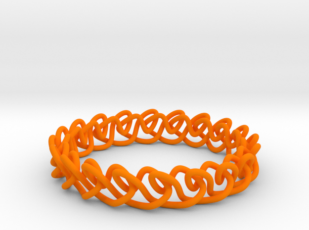 Chain stitch knot bracelet (Circle) in Orange Processed Versatile Plastic: Medium