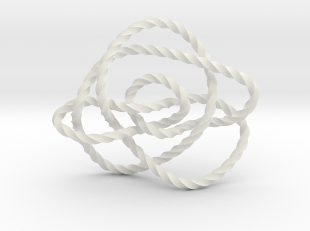 Ochiai unknot (Twisted square) in White Natural Versatile Plastic: Extra Small