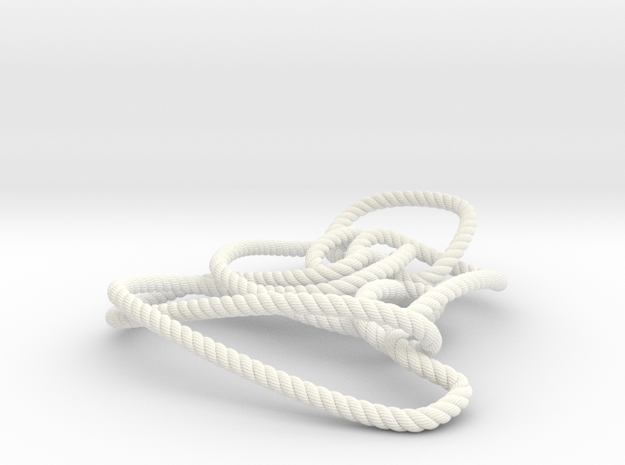 Thistlethwaite unknot (Rope with detail) in White Processed Versatile Plastic: Medium