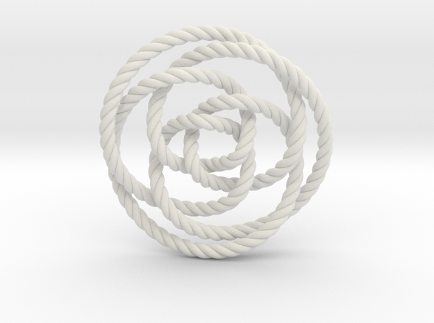 Rose knot 3/5 (Rope) in White Natural Versatile Plastic: Extra Small