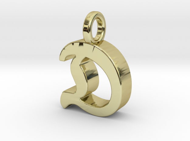 D - Pendant - 3 mm thk. in 18k Gold Plated Brass