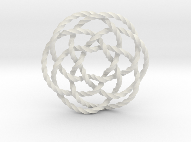 Rose knot 6/5 (Twisted square) in White Natural Versatile Plastic: Extra Small