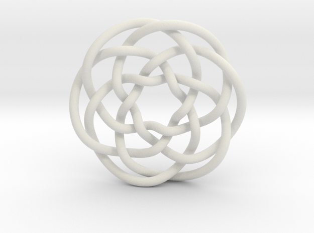 Rose knot 6/5 (Circle) in White Natural Versatile Plastic: Extra Small