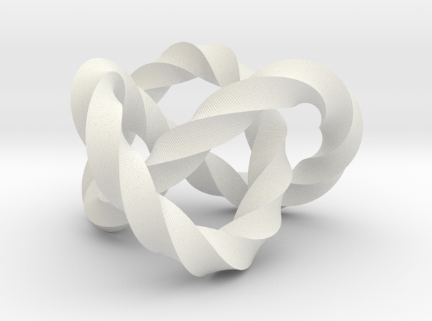 Trefoil knot (Twisted square) in White Natural Versatile Plastic: Extra Small