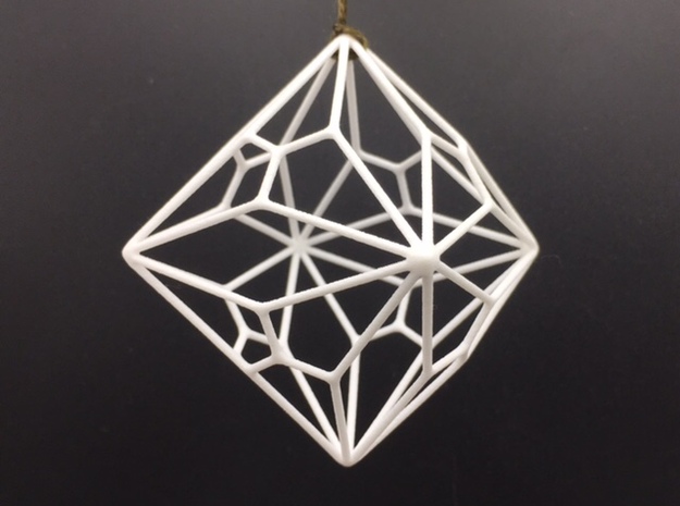 Polyhedron Ornament - Joined Truncated Cube in White Processed Versatile Plastic