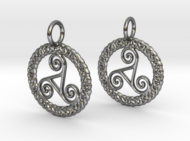 Triskelion Knot work earrings in Polished Silver