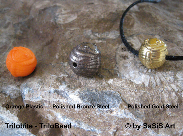 Trilo Bead Trilobite  in Orange Processed Versatile Plastic