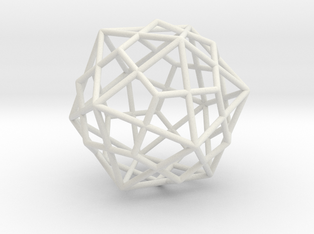 Icosahedron Dodecahedron Combination 1.6" in White Natural Versatile Plastic