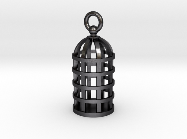 Cage Pendant in Polished and Bronzed Black Steel