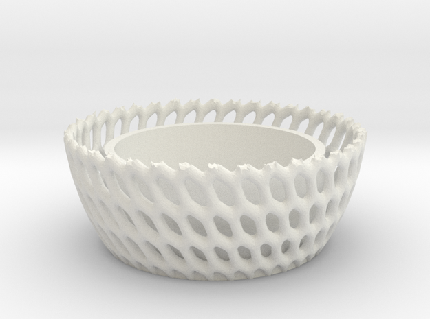 Candel Holder Voronoi Round in White Natural Versatile Plastic