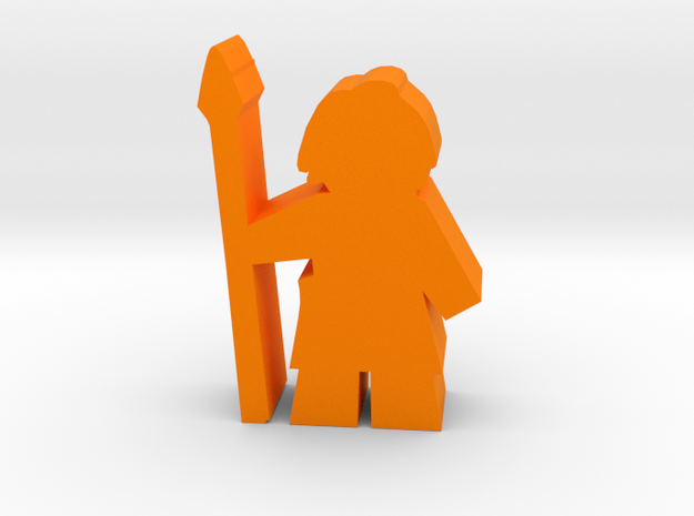 Game Piece, Caveman with Spear in Orange Processed Versatile Plastic