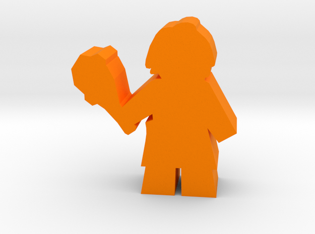 Game Piece, Caveman with Club in Orange Processed Versatile Plastic