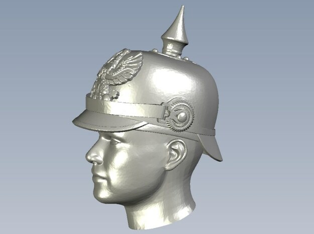 1/64 scale figure heads w pickelhaube helmets x 6 in Clear Ultra Fine Detail Plastic
